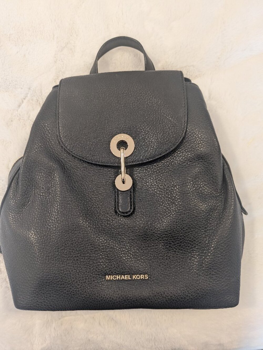 Michael Kors Brooklyn Medium Pebbled Leather Backpack - Black - CB